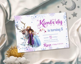 Princess Elsa invite, Frozen Anna invite template, girl birthday, Printable Birthday Invitation, Frozen invitation, editable winter invite