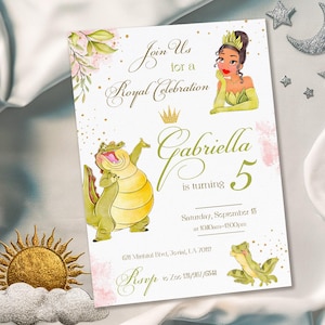 Princess Tiana Birthday invitation, Girl editable invite template, princess frog printable invitation, royal party, instant download