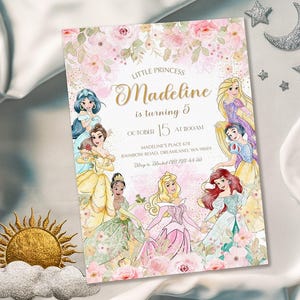Princess Birthday invitation, Girl editable invite template, printable castle invitation, once upon a time royal party, instant download