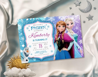 Princess Elsa invite, Frozen Anna invite template, girl birthday, Printable Birthday Invitation, Frozen invitation, editable winter invite