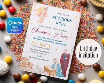 Latter Day Saint Ward Christmas Party Invitation, LDS x mas Invitation, Church Party, Relief Society Party, Nativity Christmas Invitation