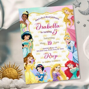 Princess Birthday invitation, Girl editable invite template, printable castle invitation, once upon a time royal party, instant download