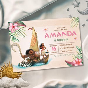 Afdrukbare uitnodiging Moana, bewerkbare uitnodiging, Hawaii verjaardagsuitnodiging, luau Party, bewerkbare te fiti verjaardagsfeestje uitnodigen