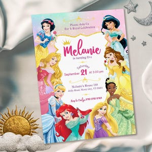 Princess Birthday invitation, Girl editable invite template, printable castle invitation, once upon a time royal party, instant download
