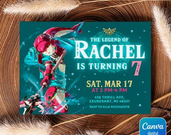 Video gamer invite, Legend of Zelda Birthday Invitation, Digital Download, Zelda Tears Of The Kingdom, Birthday Party, Game on Invitation
