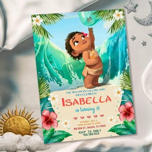 Moana Printable invitation, Editable Invitation, hawaii Birthday Invitation, luau Party, editable te fiti birthday Party invite