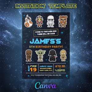 Printable Birthday Invitation, Star invite, wars invitation, darth vader birthday party, Instant Download stormtrooper invitation