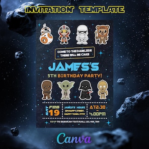 Printable Birthday Invitation, Star invite, wars invitation, darth vader birthday party, Instant Download stormtrooper invitation