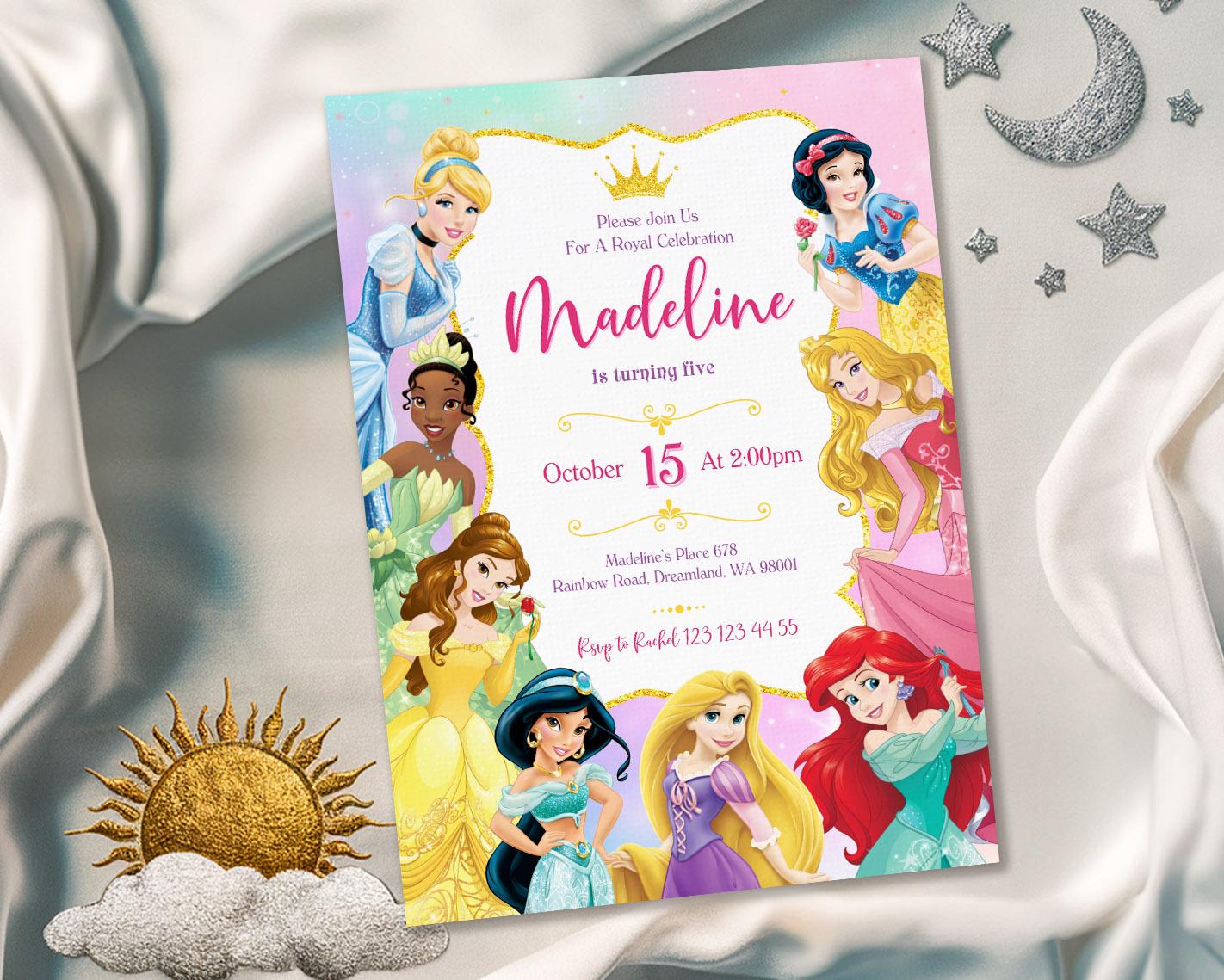 Princess Birthday invitation, Girl editable invite template, printable castle invitation, once upon a time royal party, instant download