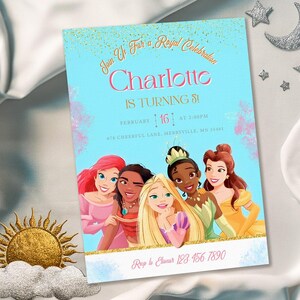 Princess Birthday invitation, Girl editable invite template, printable castle invitation, once upon a time royal party, instant download