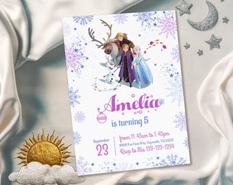 Princess Elsa invite, Frozen Anna invite template, girl birthday, Printable Birthday Invitation, Frozen invitation, editable winter invite