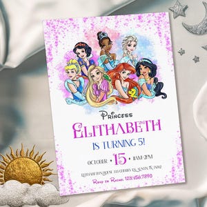 Princess Birthday invitation, Girl editable invite template, printable castle invitation, once upon a time royal party, instant download