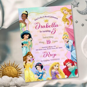 Princess Birthday invitation, Girl editable invite template, printable castle invitation, once upon a time royal party, instant download