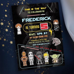 Printable Birthday Invitation, Star invite, wars invitation, darth vader birthday party, Instant Download stormtrooper invitation