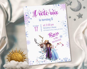 Princess Elsa invite, Frozen Anna invite template, girl birthday, Printable Birthday Invitation, Frozen invitation, editable winter invite