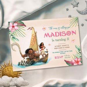 Moana Printable invitation, Editable Invitation, hawaii Birthday Invitation, luau Party, editable te fiti birthday Party invite
