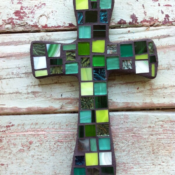 Small Green Mosaic Cross