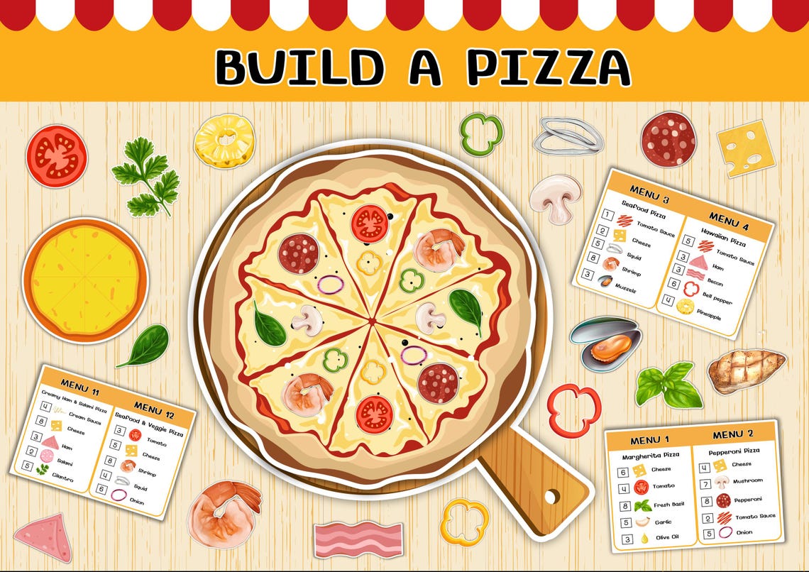 Build A Pizza Game Make A Pizza Pizza Pretend Play preschool 