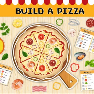 Build a Pizza Game, Make a Pizza, Pizza Pretend Play,Preschool, Learning Activity, Education Activity, Busy Book, Role Play Set Kids
