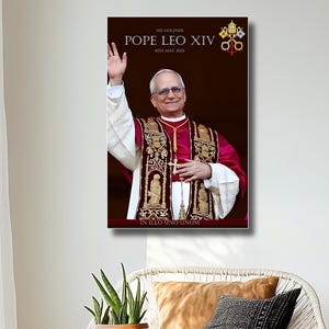 Pope Leo XIV Rolled Poster | Vintage Religious Decor | Papal Art for Home, Office, Faith Inspiration, Catholic Gift Ideas