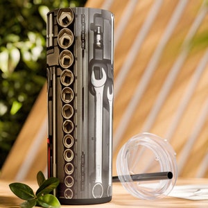 MECHANIC&#39;S TOOL Tray Tumbler | 20oz Skinny Straw Cup for Mechanics & DIY Enthusiasts - Unique Gift Idea
