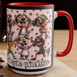 Dog Lover Accent Mugs - Cool Hip Hound Snout Squad Unleashed - 3 colors, 2 sizes, Cute Cup | Birthday & Holiday Gifts, Ceramic Coffee Mug,