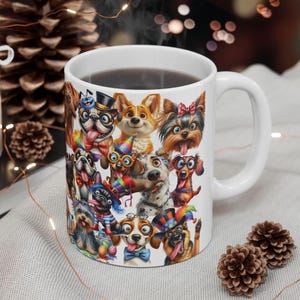 ¡Desfile de 36 personalidades caninas locas y extravagantes! Taza de café de cerámica, regalo perfecto para amantes de los perros tontos, 11 oz y 15 oz