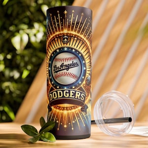 LOS ANGELES DODGERS Skinny Tumbler 20oz | 2024 World Series Champions Cup with Straw | Perfect Gift for Baseball Fans | Play Ball!