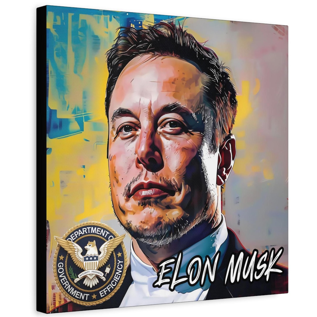 ELON MUSK Portrait | Department of Government Efficiency | Black Matte ...