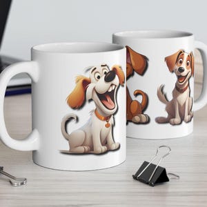 THREE Cute CARTOON DOGS, Ceramic Coffee Mug, Perfect Gift for Dog Lovers, 11 oz & 15 oz