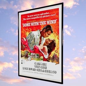 GONE With THE WIND Satin Movie Poster, Original 1939 Release, Vintage Film Art, Perfect Gift for any Film Buff, Home/Office Décor, 3 sizes