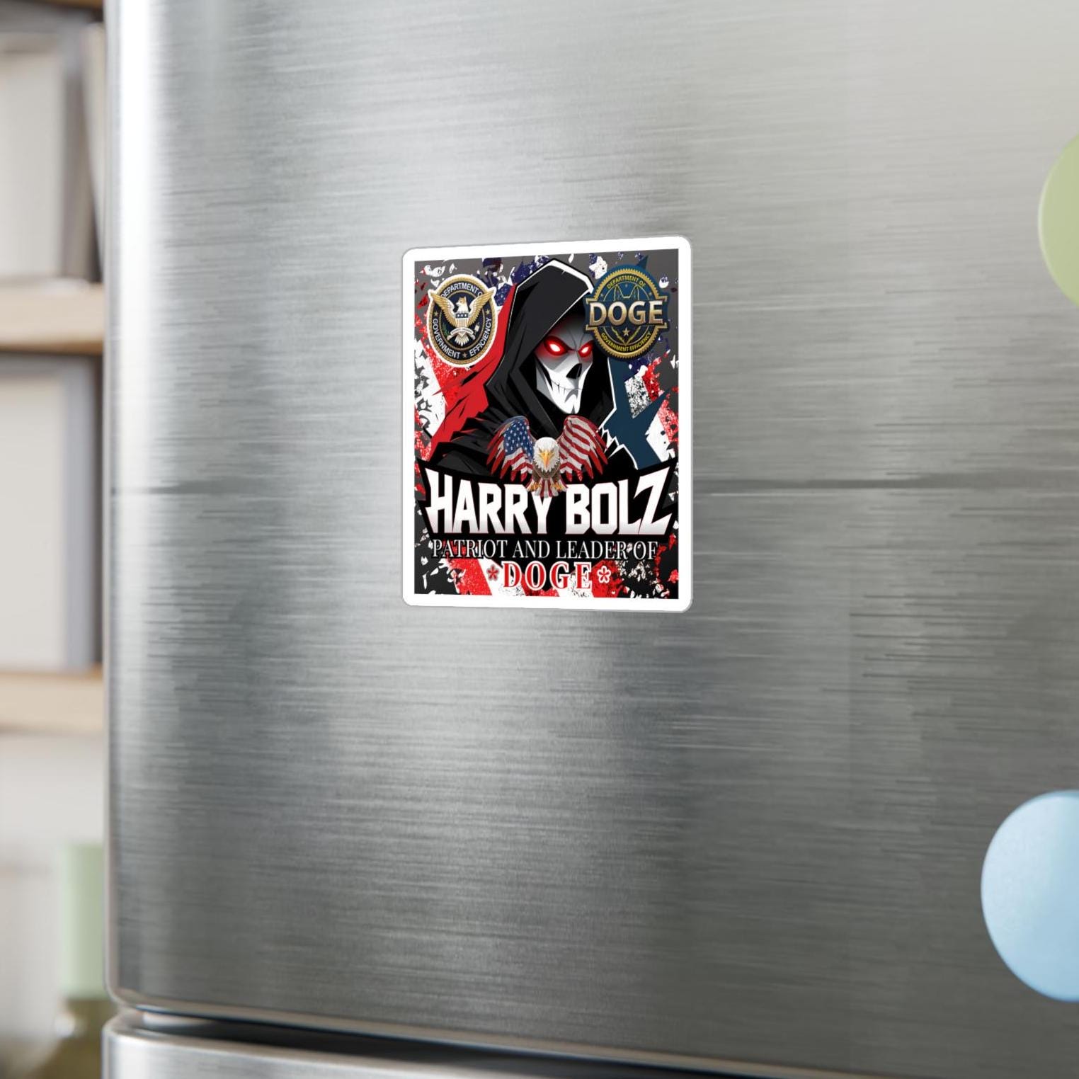 HARRY BOLZ Patriot And Leader Of DOGE | Fun Gift For Friends & Office |  Kiss-Cut White Vinyl Decal | 3 Sizes