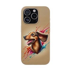 DACHSHUND Art iPhone Case - Colorful Flexi Case for Dog Lovers, Vibrant Paint Splash Design, Perfect Gift for Pet Owners