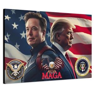 Donald TRUMP, Elon MUSK MAGA Canvas Portrait | Unique Gift for Fans of  Trump & Musk | Matte Canvas, Black Frame, Stretched, 1.25&quot; (4) Sizes