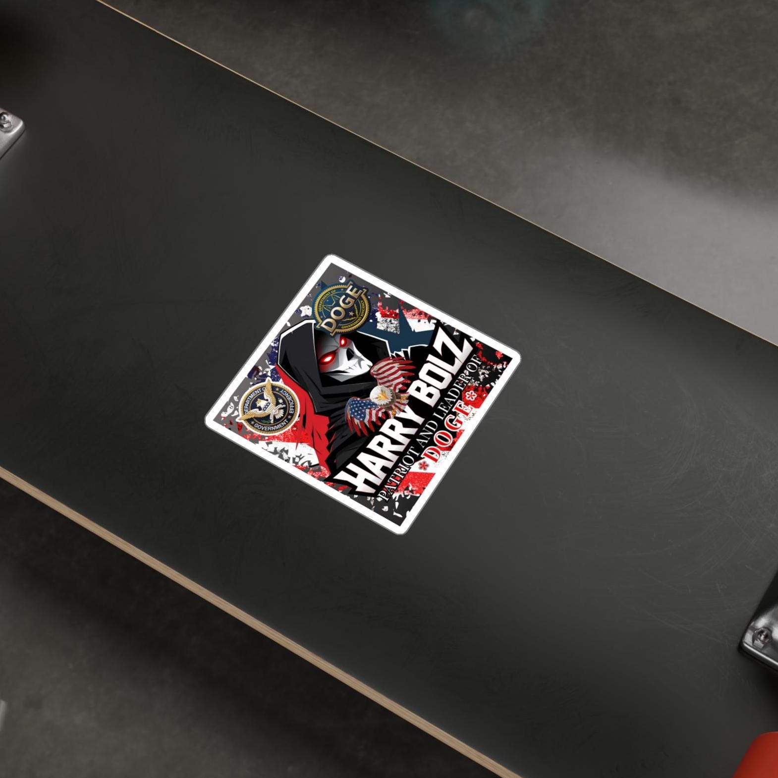 HARRY BOLZ Patriot And Leader Of DOGE | Fun Gift For Friends & Office |  Kiss-Cut White Vinyl Decal | 3 Sizes