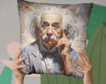 ALBERT EINSTEIN Inspirational Pillow | Surrealist Design Spun Polyester Accent | Ideal Gift for Physics Enthusiasts and Dreamers