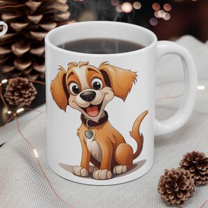CUTE CARTOON DOG, Ceramic Coffee Mug, Perfect Gift for Dog Lovers, 11 oz & 15 oz