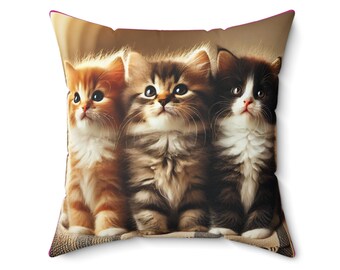 Almofada de companhia Purrfect Kitty: decoração aconchegante e quadrada para amantes de gatos | Ideia de presente fofa em mistura de poliéster fiado