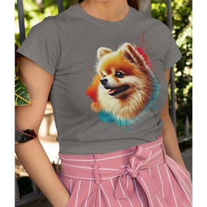 Schattige Pommerse hond, comfortabele kleuren, T-shirt hondenliefhebber, shirt voor hondenliefhebbers, T-shirt hondenbezitter