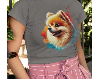 Schattige Pommerse hond, comfortabele kleuren, T-shirt hondenliefhebber, shirt voor hondenliefhebbers, T-shirt hondenbezitter