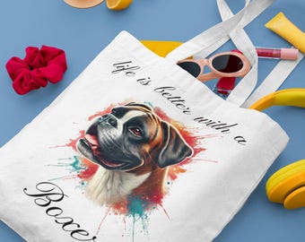 Bolso de mano BOXER, bolso de mano con estampado de perro Boxer en acuarela, bolso de mano de varios tamaños, bolso de mano, bolso de mano para mamás de perros, bolso de mano para mamás de Boxer, perros Boxer, mamás de perros Boxer