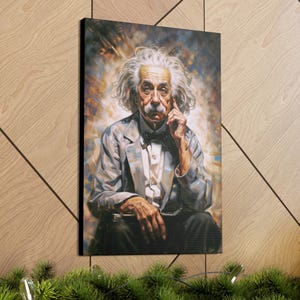 Albert Einstein Inspirational Creative Art Canvas Print for Office and Study Rooms, Great Gift for Physics Fans - Great for Physics Fans