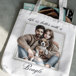 BEAGLE Tote Bag - &quot;life is  better with a Beagle&quot; Dog Lover Tote, Animal Lover Tote, Perfect Gift for Dog Moms & Pet Owners