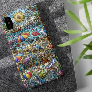 Colorful Seaside Collage iPhone Case, Tropical Seaside Summer, iPhone Case, iPhone 15, 14, 13, 12, 11, and many more