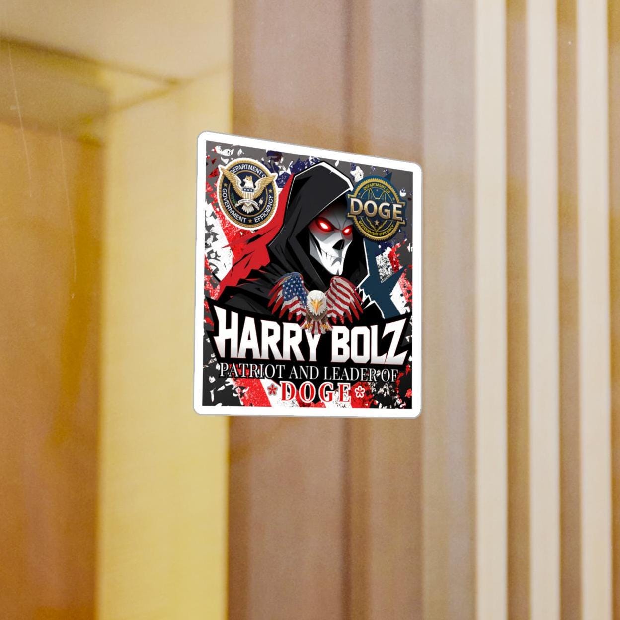 HARRY BOLZ Patriot And Leader Of DOGE | Fun Gift For Friends & Office |  Kiss-Cut White Vinyl Decal | 3 Sizes