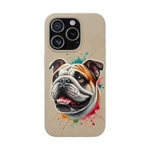 ENGLISH BULLDOG Art - Vibrant iPhone Case for Dog Lovers, Colorful Flexi Case with Paint Splashes, Perfect Gift for Pet Owners