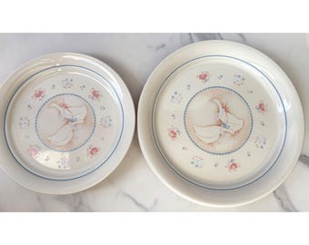 VTG Corelle 8 Pc Country Promeande Ganzenborden Cottagecore 4 Diner 4 Lunch