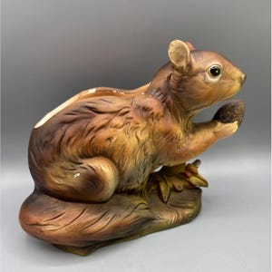 Vintage Napcoware Squirrel Ceramic Planter Figurine Holding Acorn