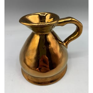 Vintage Copper Lustreware Ceramic Pitcher Vase Jug Handle