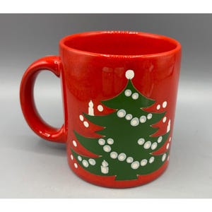 Vtg Waechtersbach Red Ceramic Christmas Mug Christmas Tree West Germany